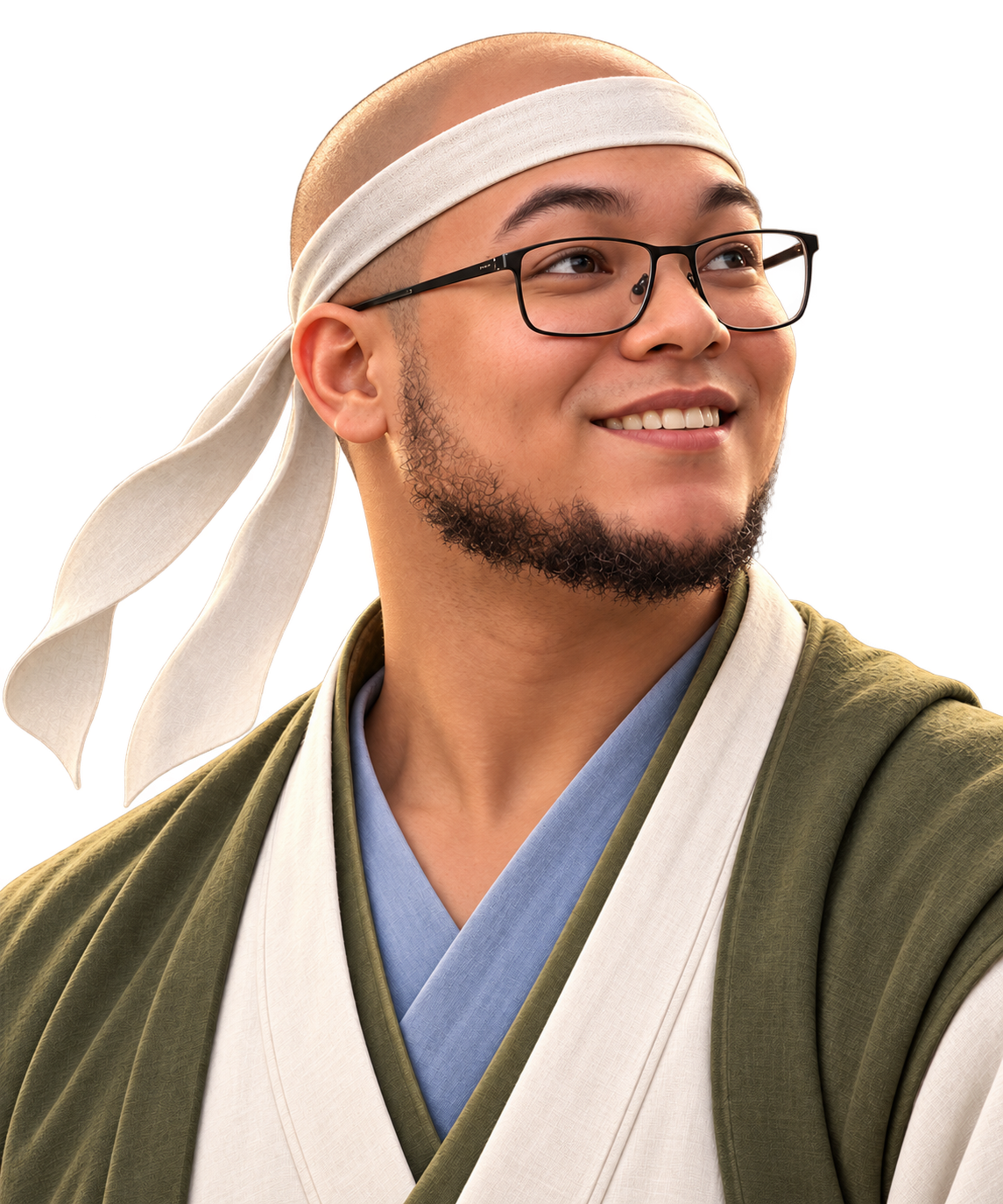 Personagem de Arthur sorrindo e olhando para cima.